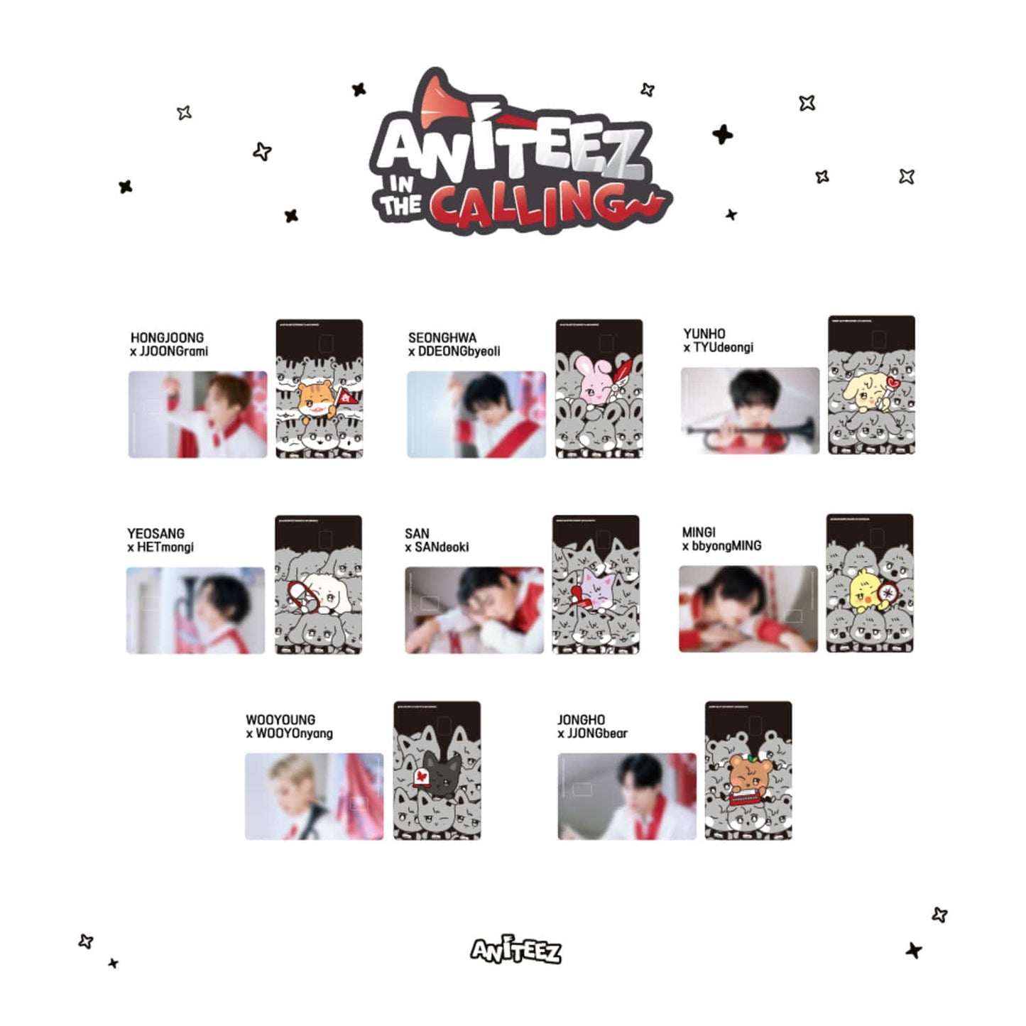 ATEEZ - ANITEEZ IN THE CALLING POP UP OFFICIAL MD CARD COVER STICKER SET
