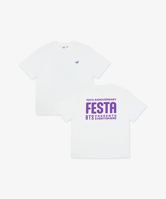 BTS - 10TH ANNIVERSARY FESTA OFFICIAL MD [S/S T-Shirt_Logo (white)]