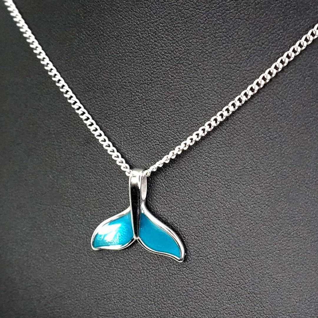 BTS Jungkook's pick - Silver / Blue Dolphin Tail Pendant Necklace(Abandoned Animals Charity Sponsorship)