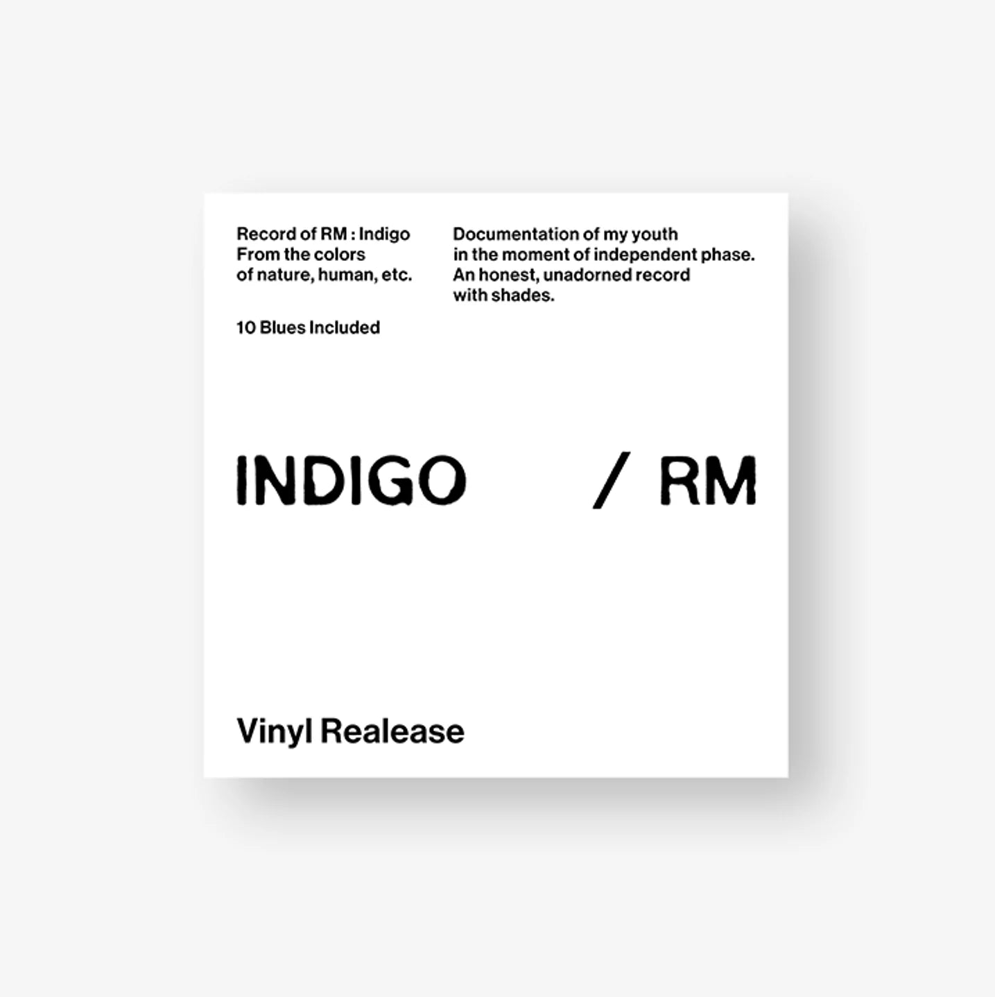 BTS RM - INDIGO 1ST SOLO ALBUM LP VER.