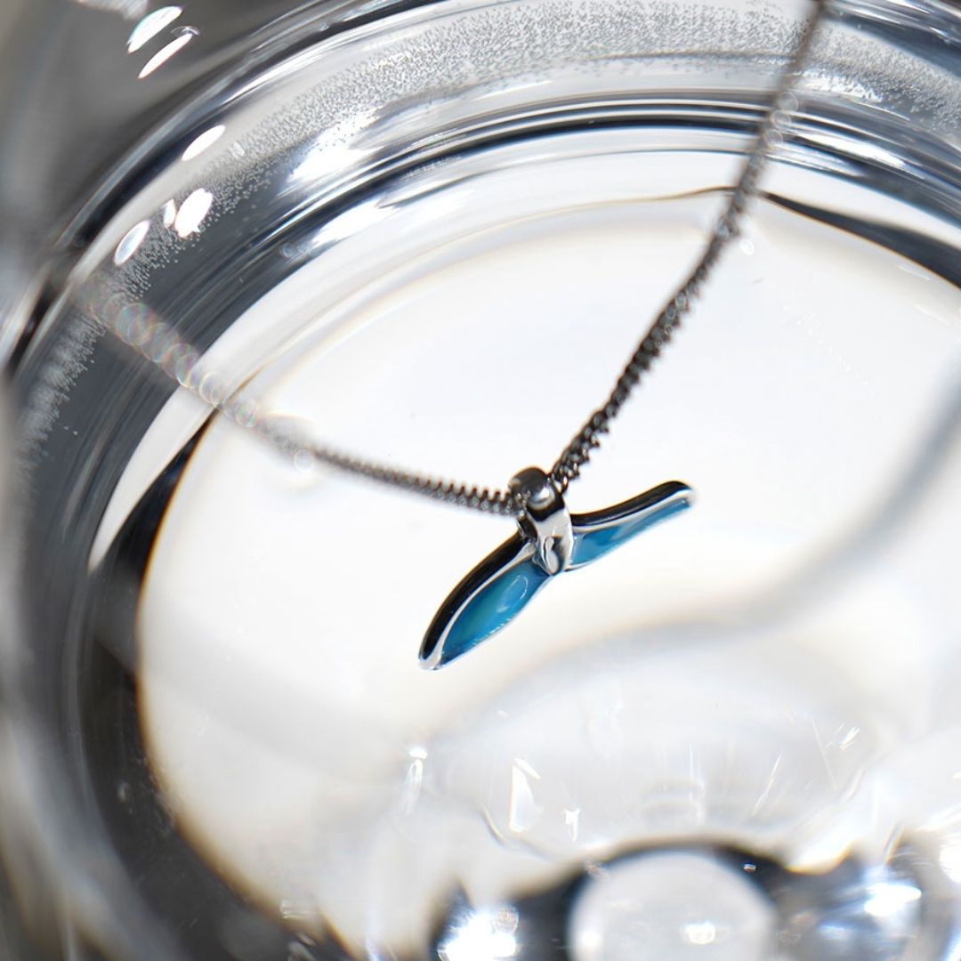 BTS Jungkook's pick - Silver / Blue Dolphin Tail Pendant Necklace(Abandoned Animals Charity Sponsorship)