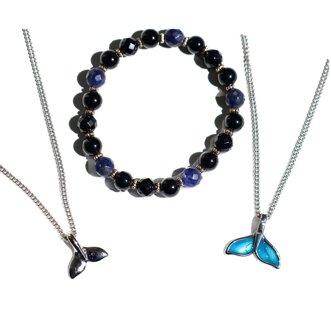 BTS Jungkook's pick - Silver / Blue Dolphin Tail Pendant Necklace(Abandoned Animals Charity Sponsorship)