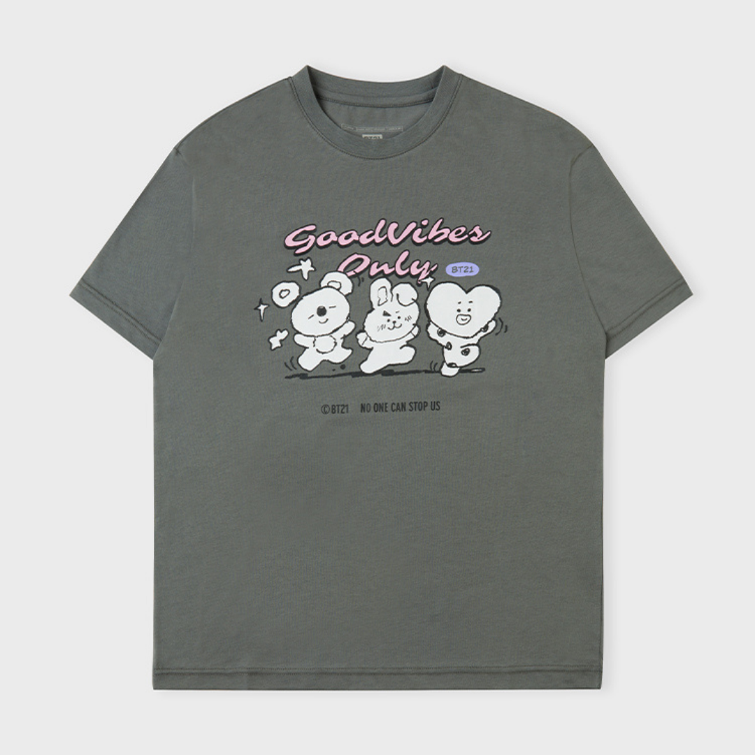 BT21 BASIC DRAWING SHORT SLEEVE TSHIRT UNIT VER.2 GRAY