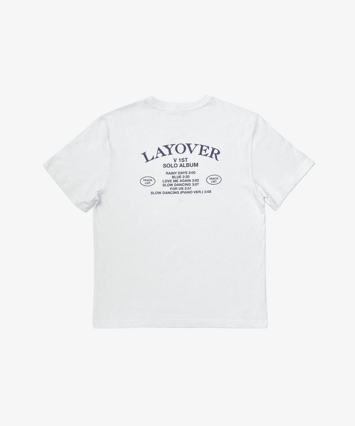 [Pre-Order] BTS V - LAYOVER 1ST SOLO ALBUM OFFICIAL MD - S/S T-shirt (Layover) (White)