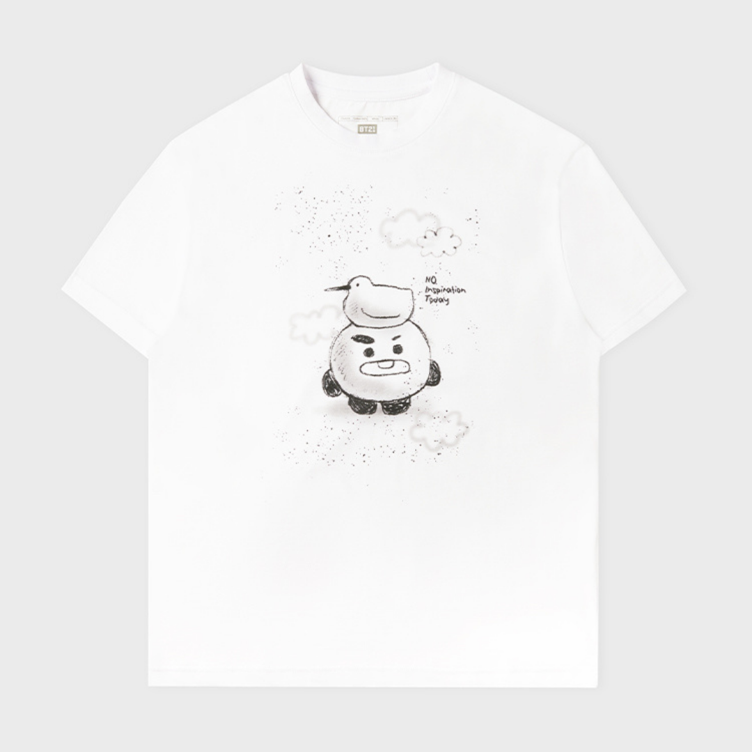 BT21 BASIC DRAWING SHORT SLEEVE TSHIRT WHITE SHOOKY