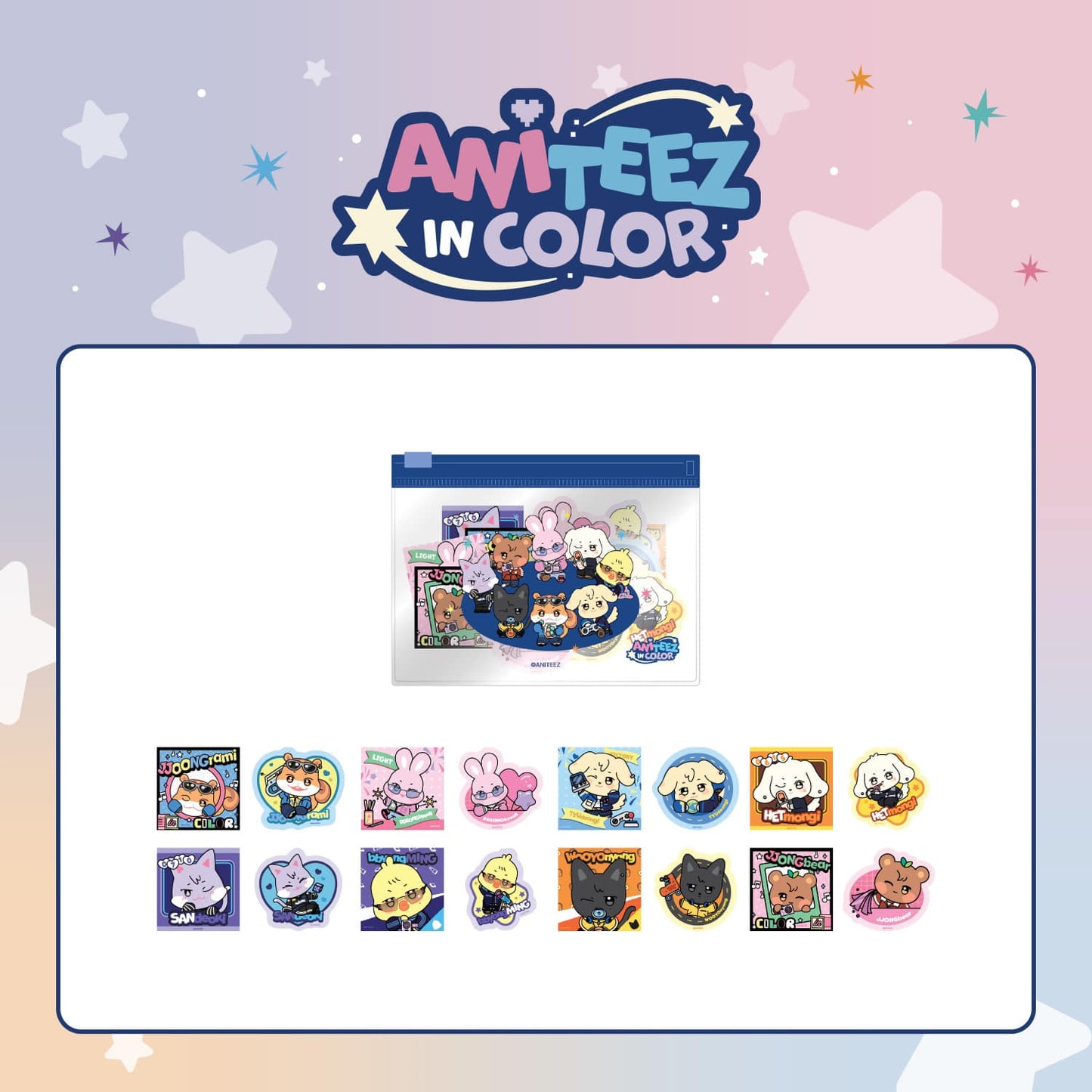 [Pre-Order] ATEEZ - ANITEEZ IN COLOR POP UP OFFICIAL MD FLAKE STICKER SET (REMOVABLE)
