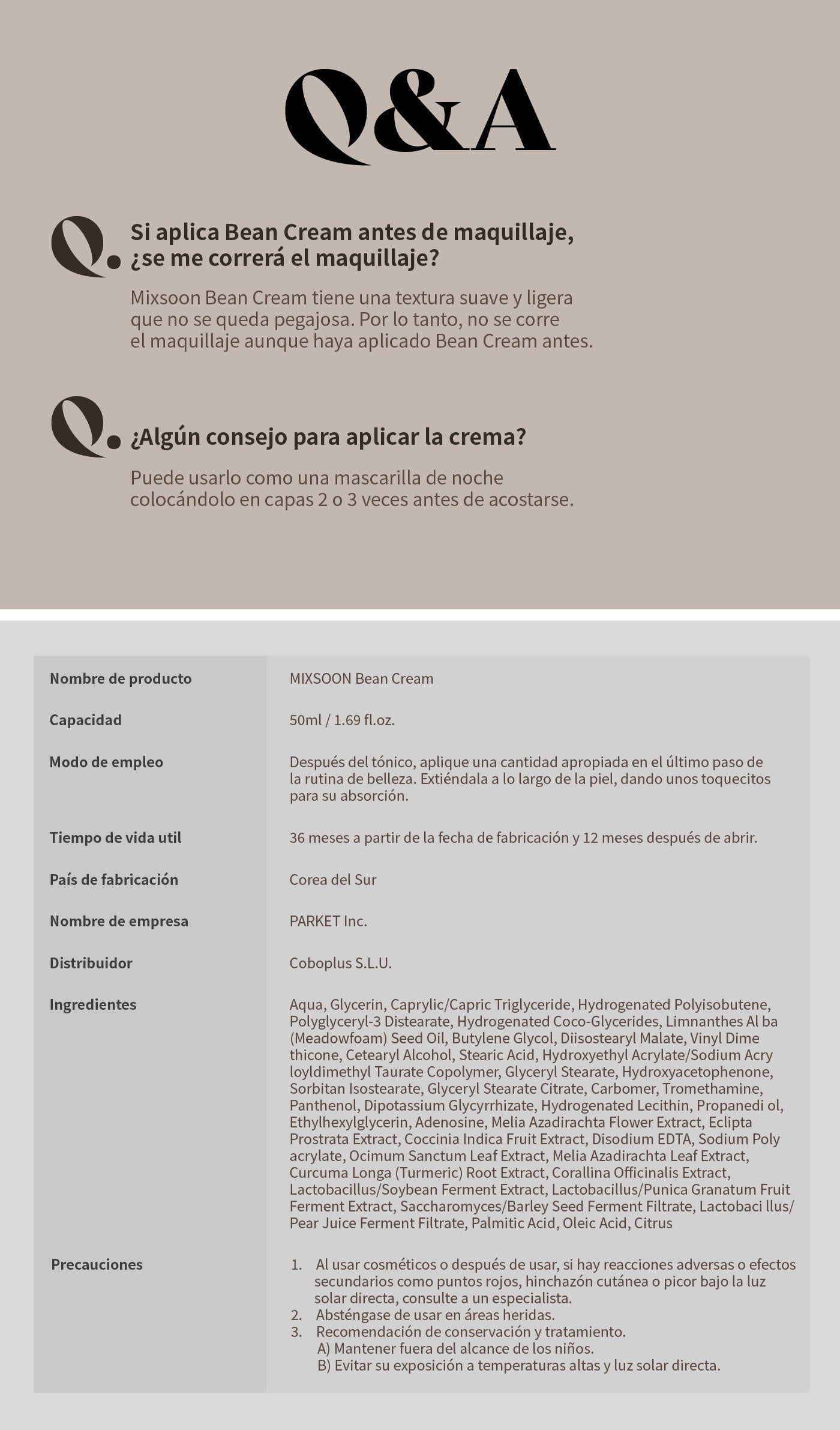 mixsoon Bean Cream 65ml