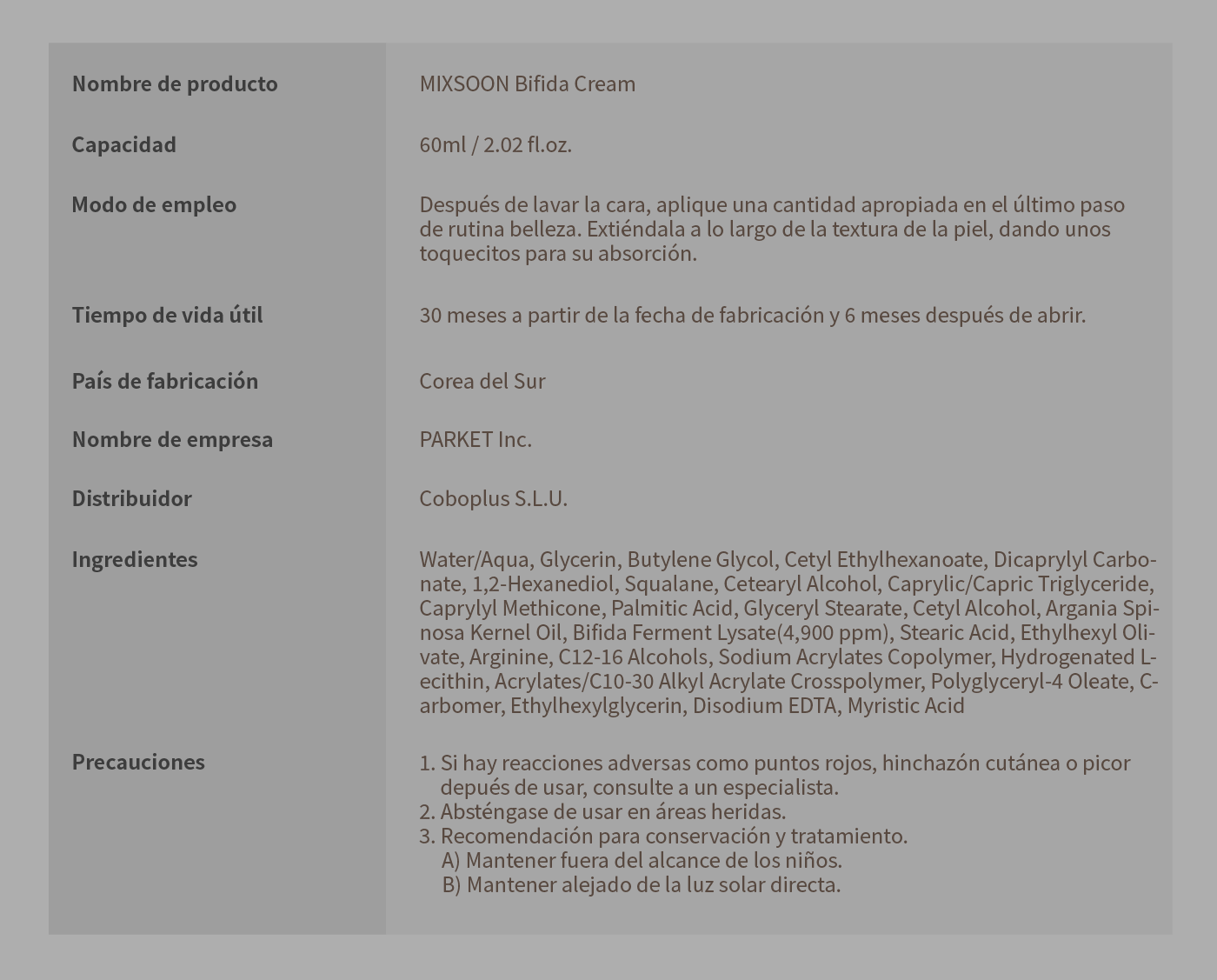 mixsoon  Bifida cream