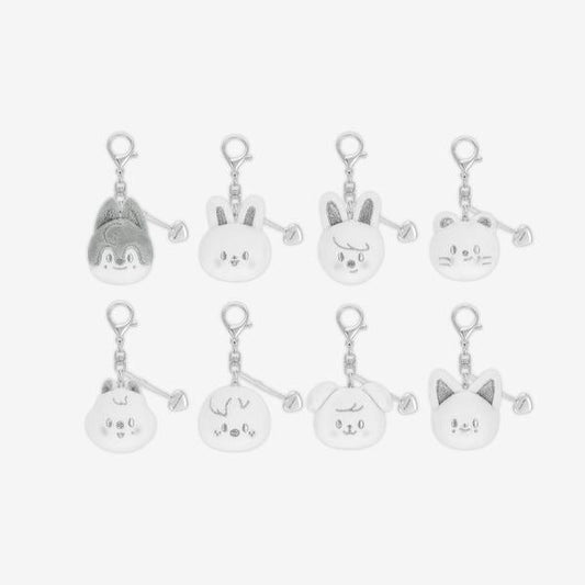 [Pre-Order] STRAY KIDS - dominATE : celebrATE WORLD TOUR OFFICIAL MD SKZOO FACE KEYRING SILVER VER