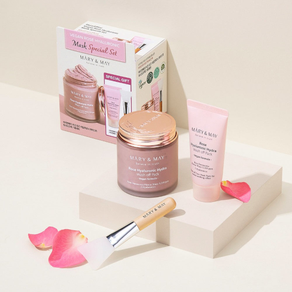 [Mary&May] Vegan Rose Hyaluronic Mask Special Set - 125g+30g