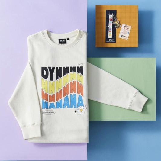 FILA X BTS [DYNAMITE] Sweatshirt (Vanilla) + Gift (Keyring + Photocard)