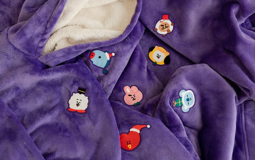 LINE FRIENDS HOODIE BLANKET / CHIMMY BT21 BABY HOLIDAY EDITION